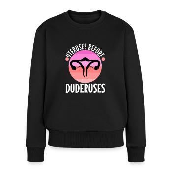 Utérus avant duderuses - Pull Premium bio Femme - noir - Devant - Julia (174cm)