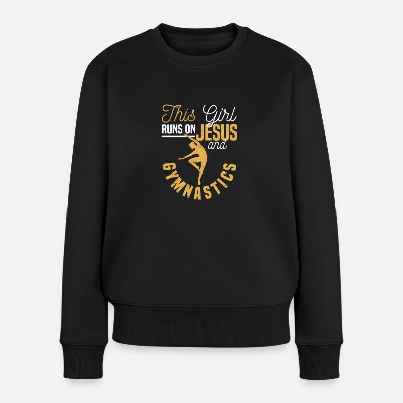 Christliche Turnerin Dieses Mädchen läuft auf - Frauen Premium Bio Pullover - Schwarz