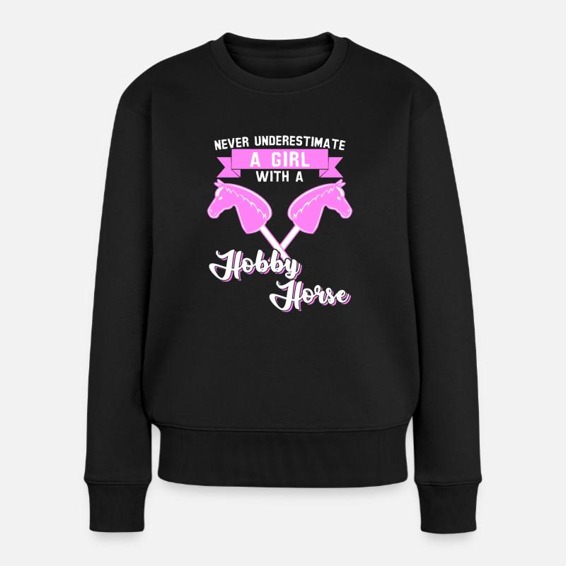 Steckenpferd Mädchen Hobby Horse - Frauen Premium Bio Pullover - Schwarz