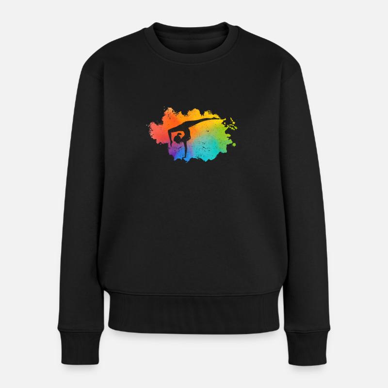 Gymnastik Regenbogenfarben Akrobatik Akro Turnerin - Frauen Premium Bio Pullover - Schwarz
