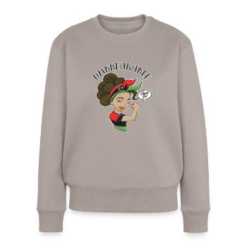 Libyan Girl Unbreakable I Libyan Heritage I Libya - Frauen Premium Bio Pullover - Taupe - Vorne - Julia (174cm)