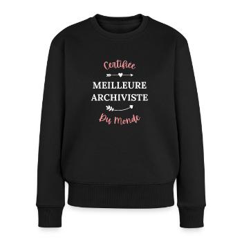 Certifiée meilleure archiviste du monde - Pull Premium bio Femme - noir - Devant - Julia (174cm)