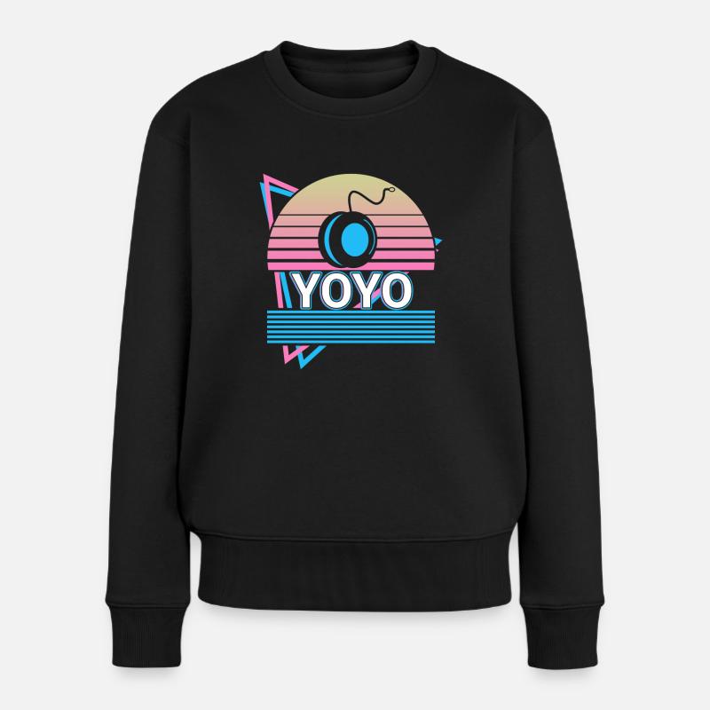 Yoyo Retro Geschenk - Frauen Premium Bio Pullover - Schwarz
