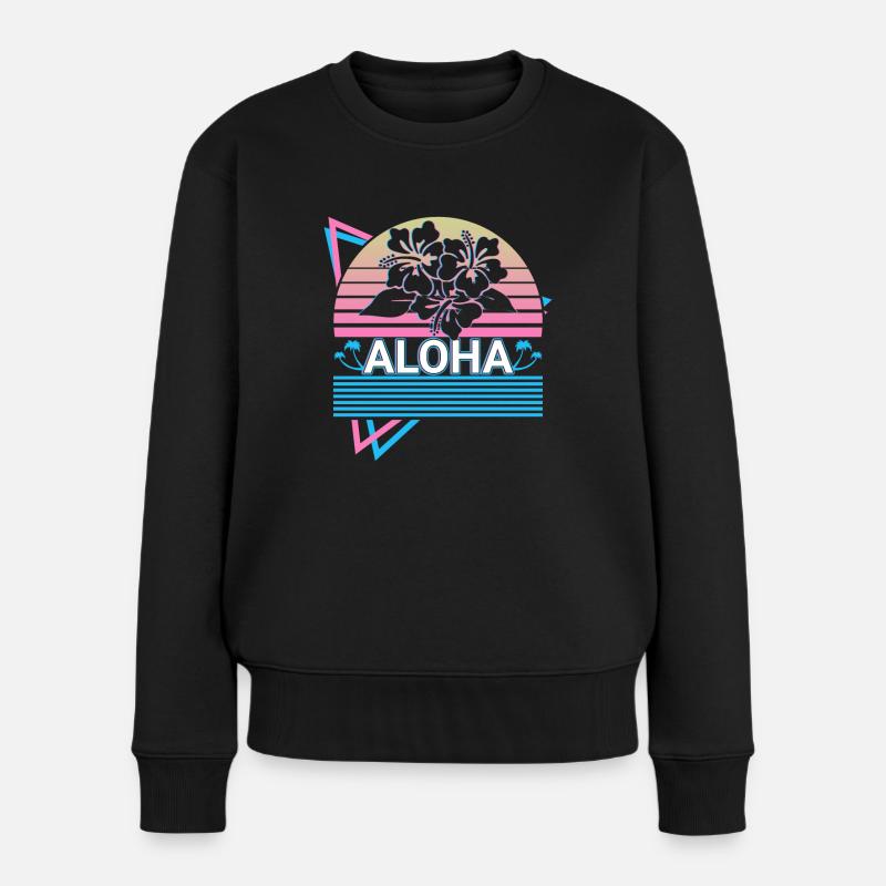Aloha Hibiscus Hawaii Flower Retro Cadeau - Pull Premium bio Femme - noir