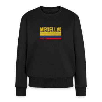 Medellin Vintage Colombia Flag Municipality - Women's Premium Organic Jumper - black - Front - Julia (174cm)
