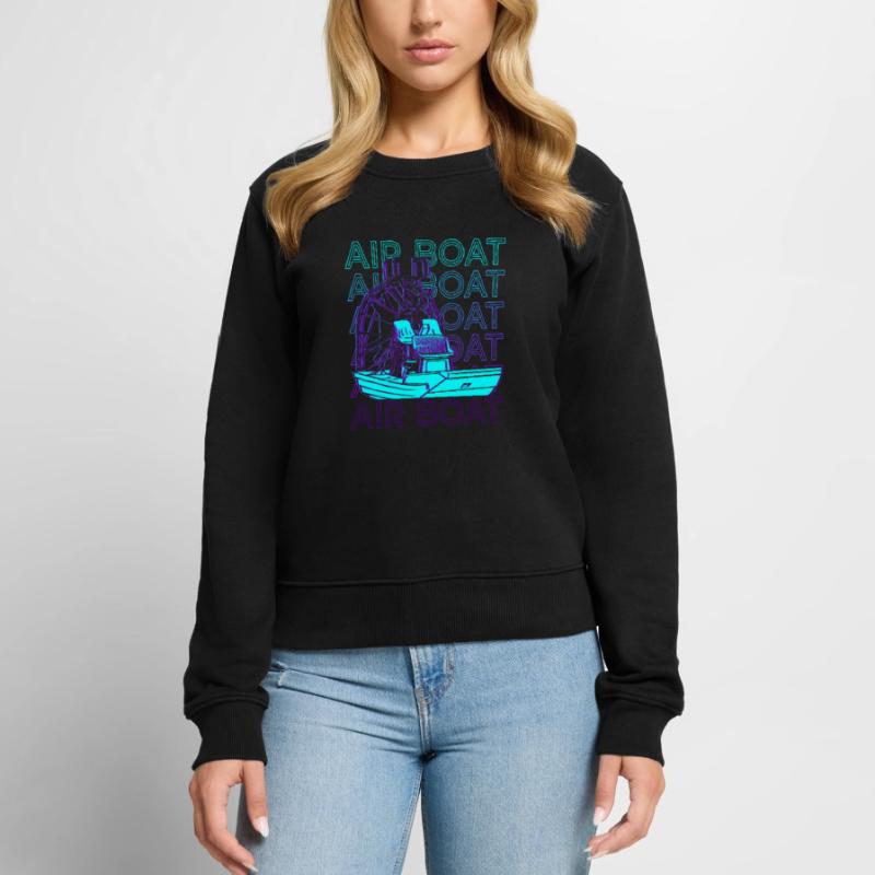 Luftboot Luftbootfahren Fanboot Retro Geschenk Frauen Premium Bio Pullover