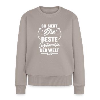 Sicilia Sizilien Sizilianerin Sizilianisches - Frauen Premium Bio Pullover - Taupe - Vorne - Julia (174cm)