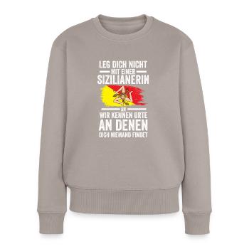 Sicilia Sizilien Sizilianer Sizilianisches - Frauen Premium Bio Pullover - Taupe - Vorne - Julia (174cm)
