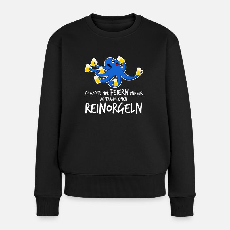 Achtarmig einen Reinorgeln Saufen - Frauen Premium Bio Pullover - Schwarz