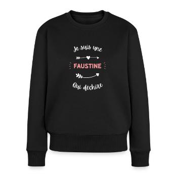 Je suis une Faustine qui déchire - Pull Premium bio Femme - noir - Devant - Julia (174cm)