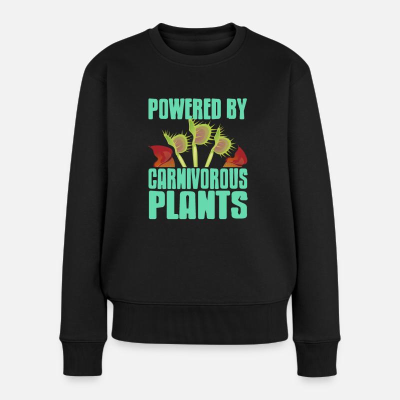 Powered by fleischfressenden Pflanzen - Frauen Premium Bio Pullover - Schwarz