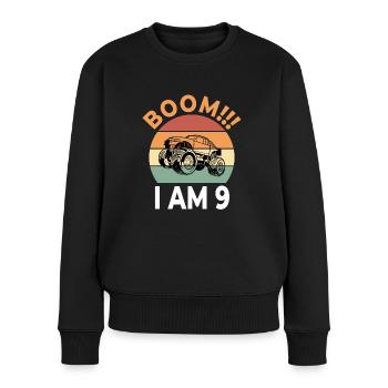 Boom I Sur 9 Kids Monster Truck Retro Anniversaire - Pull Premium bio Femme - noir - Devant - Julia (174cm)