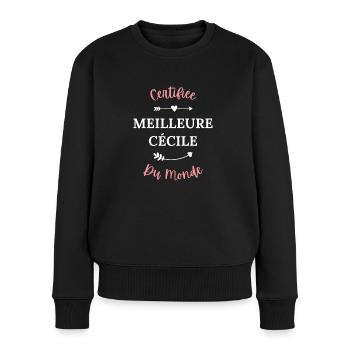 Certifiée meilleure cécile du monde - Pull Premium bio Femme - noir - Devant - Julia (174cm)