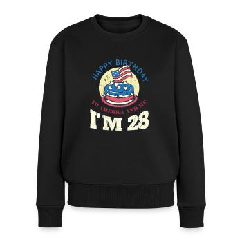 US America Flag Cake Birth Age 28 USA 4th Of July - Women's Premium Organic Jumper - black - Front - Julia (174cm)