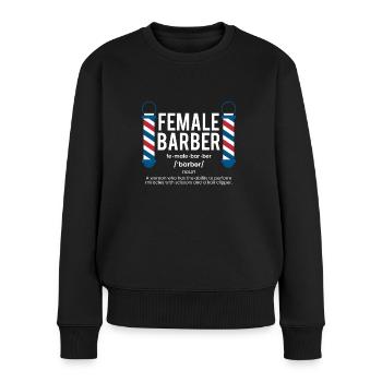 Femme Barbier Définition Cadeau - Pull Premium bio Femme - noir - Devant - Julia (174cm)