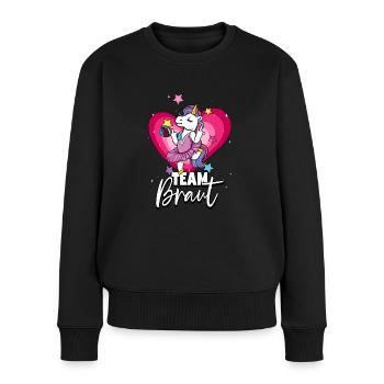 Team Braut Einhorn Junggesellinnenabschied - Frauen Premium Bio Pullover - Schwarz - Vorne - Julia (174cm)
