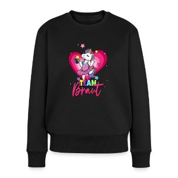 Team Braut Einhorn Junggesellinnenabschied - Frauen Premium Bio Pullover - Schwarz - Vorne - Julia (174cm)