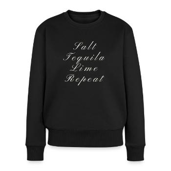 Salz Tequila Lime Repeat Geschenke Partyliebhaber - Frauen Premium Bio Pullover - Schwarz - Vorne - Julia (174cm)