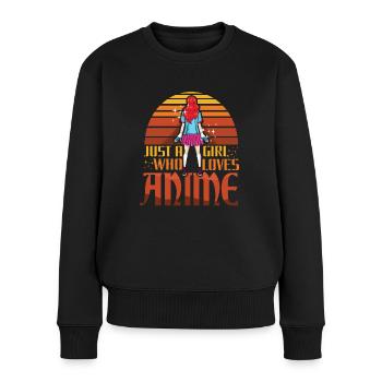 Vaporwave Japon Japonaise Retro Girl aime Anime - Pull Premium bio Femme - noir - Devant - Julia (174cm)