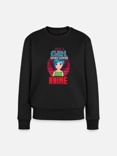 Vaporwave Japan Japanese Vintage Girl Loves Anime - Women's Premium Organic Jumper - black