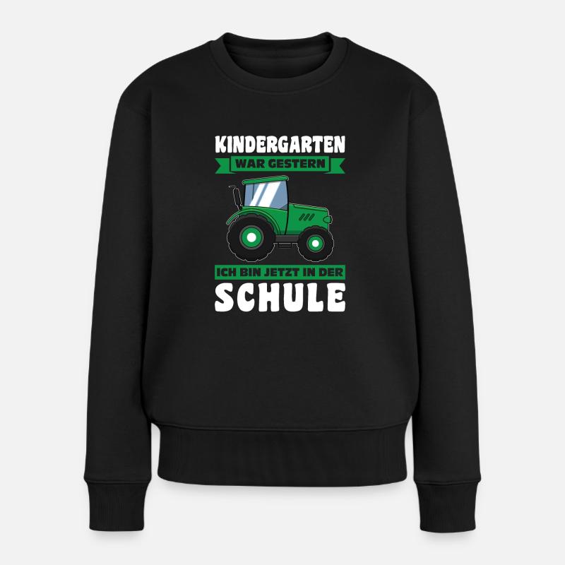 Schulkind Traktor Einschulung Geschenk - Frauen Premium Bio Pullover - Schwarz