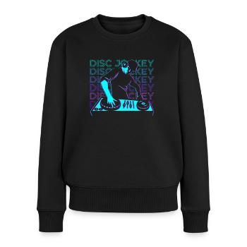 DJ Disc Jockey Retro Geschenk - Frauen Premium Bio Pullover - Schwarz - Vorne - Julia (174cm)