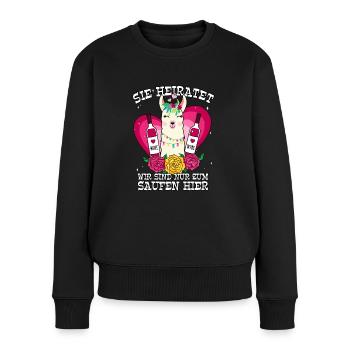 Team Braut Sie heiratet wir sind nur zum saufen - Frauen Premium Bio Pullover - Schwarz - Vorne - Julia (174cm)