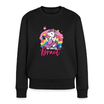 Junggesellinnenabschied Ich bin die Braut Einhorn - Frauen Premium Bio Pullover - Schwarz - Vorne - Julia (174cm)
