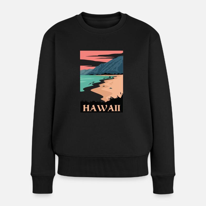 Hawaii Strand Urlaub Sonne Sommer - Frauen Premium Bio Pullover - Schwarz