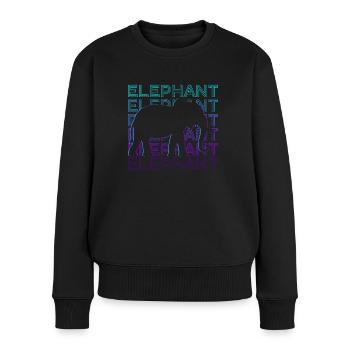 Elefant Retro Geschenk - Frauen Premium Bio Pullover - Schwarz - Vorne - Julia (174cm)