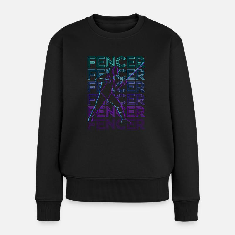 Fechter Fechten Retro Geschenk - Frauen Premium Bio Pullover - Schwarz