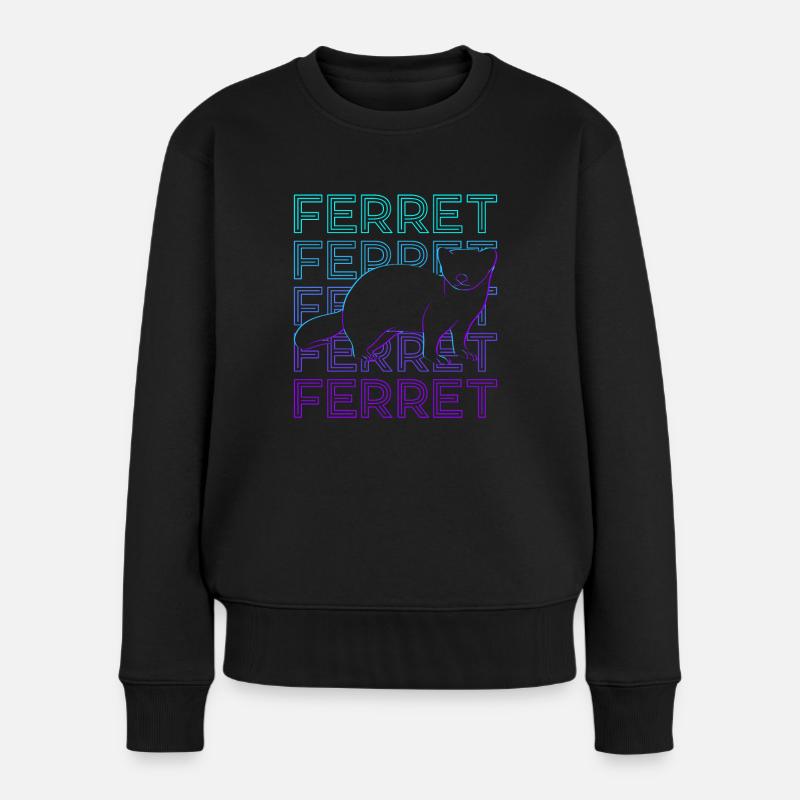 Frettchen Retro Geschenk - Frauen Premium Bio Pullover - Schwarz