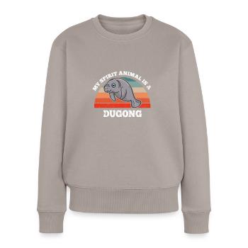 Sceau de lamantin Mon animal spirituel est un dugong - Pull Premium bio Femme - taupe - Devant - Julia (174cm)