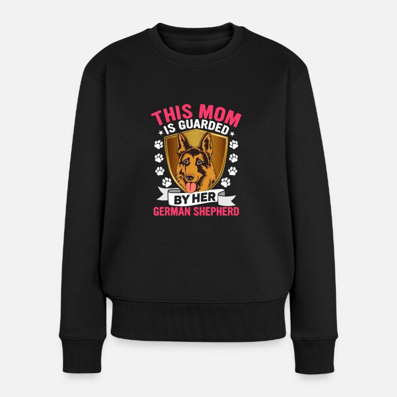 Diese Mutter wird von ihrem Deutschen Schäferhund bewacht - Frauen Premium Bio Pullover - Schwarz