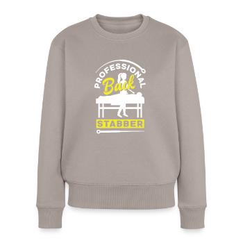 Acupuncture Acupuncteur Drôle - Pull Premium bio Femme - taupe - Devant - Julia (174cm)