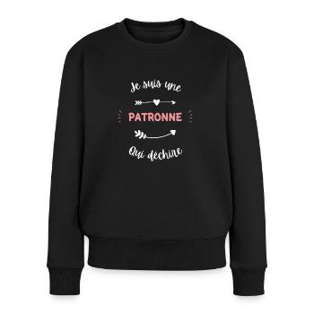 Je suis une Patronne qui déchire - Pull Premium bio Femme - noir - Devant - Julia (174cm)