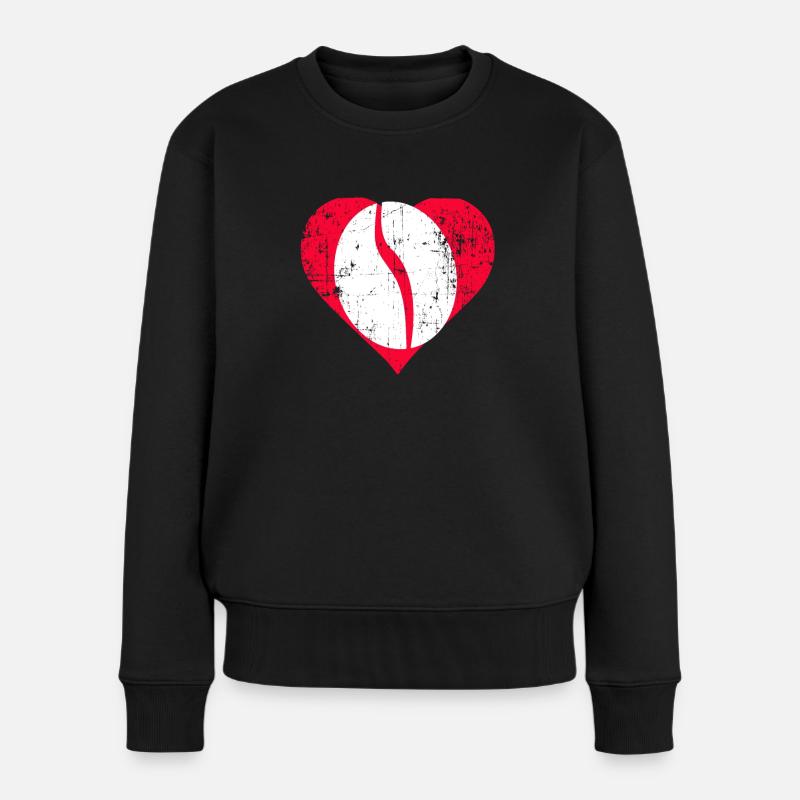 Navy Bean Heart - Frauen Premium Bio Pullover - Schwarz