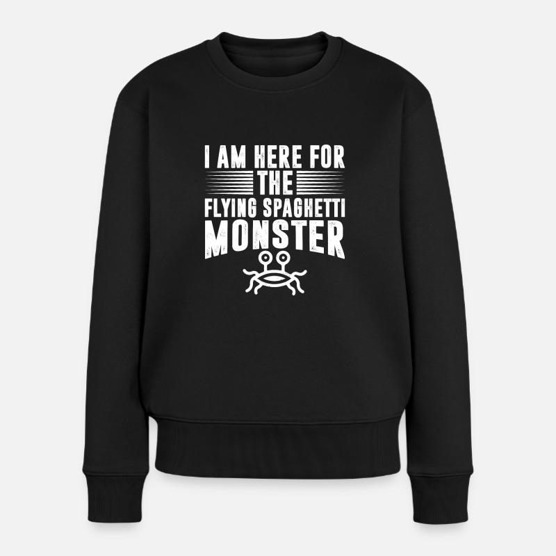 Das fliegende Spaghettimonster - Frauen Premium Bio Pullover - Schwarz