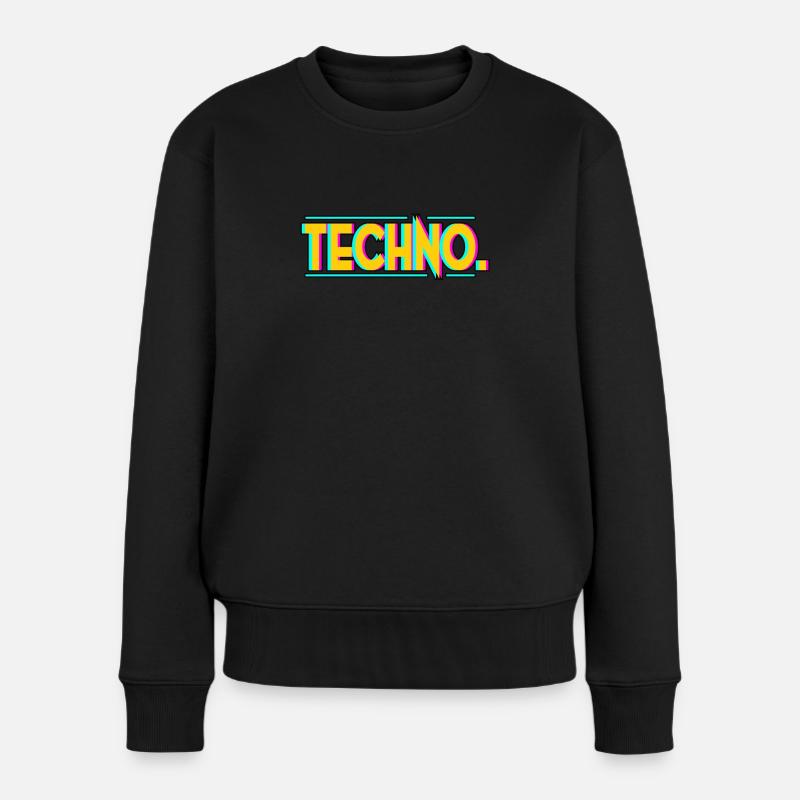 Techno - Frauen Premium Bio Pullover - Schwarz
