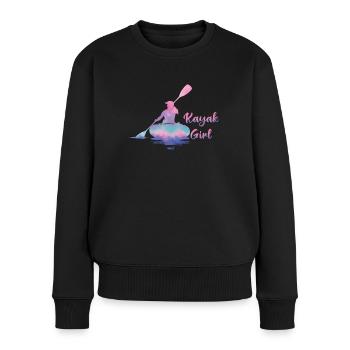 Boating Boat Kayak Girl Pontoon Lake Summer 2022 - Frauen Premium Bio Pullover - Schwarz - Vorne - Julia (174cm)