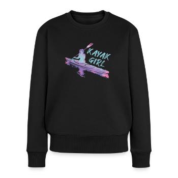 Boating Boat Girl Kayak Pontoon Lake Summer 2022 - Frauen Premium Bio Pullover - Schwarz - Vorne - Julia (174cm)