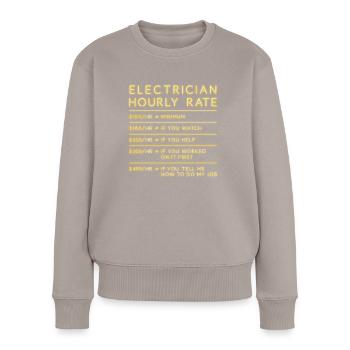 Électricien Tarif horaire Cadeau électricien - Pull Premium bio Femme - taupe - Devant - Julia (174cm)