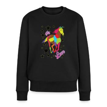 Rainbow Horse - Women's Premium Organic Jumper - black - Front - Julia (174cm)
