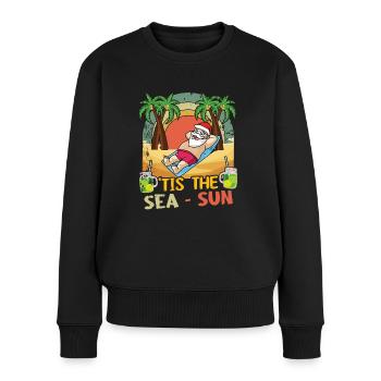 Island Beach Christmas Santa Sun Sea Summer 2022 - Frauen Premium Bio Pullover - Schwarz - Vorne - Julia (174cm)