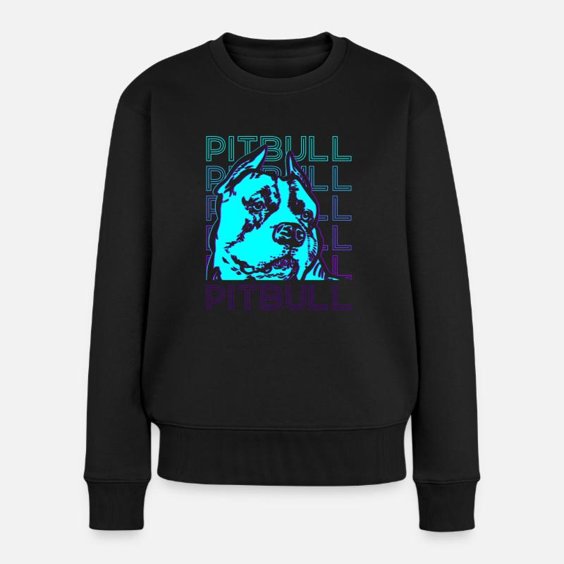 Pitbull Retro - Frauen Premium Bio Pullover - Schwarz