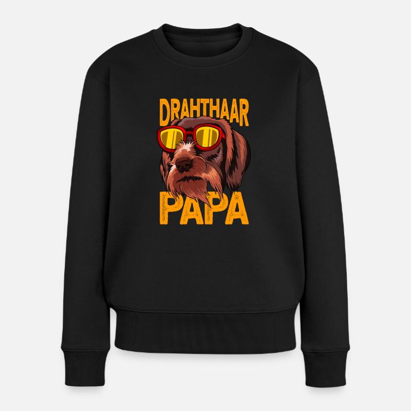 Drahthaar Papa - drahthaar hund - Frauen Premium Bio Pullover - Schwarz