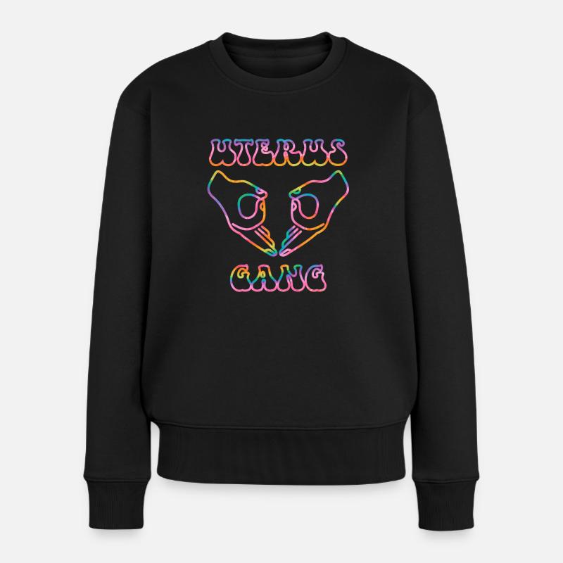 Uterus-Bande - Frauen Premium Bio Pullover - Schwarz