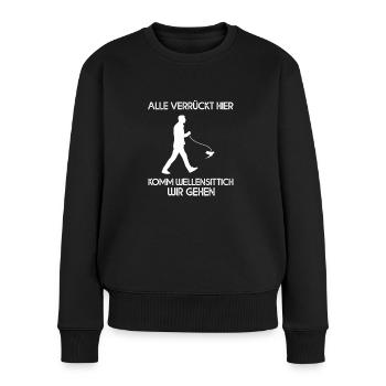 Alle Verrückt Hier Komm Wellensittich Wir Gehen - Frauen Premium Bio Pullover - Schwarz - Vorne - Julia (174cm)