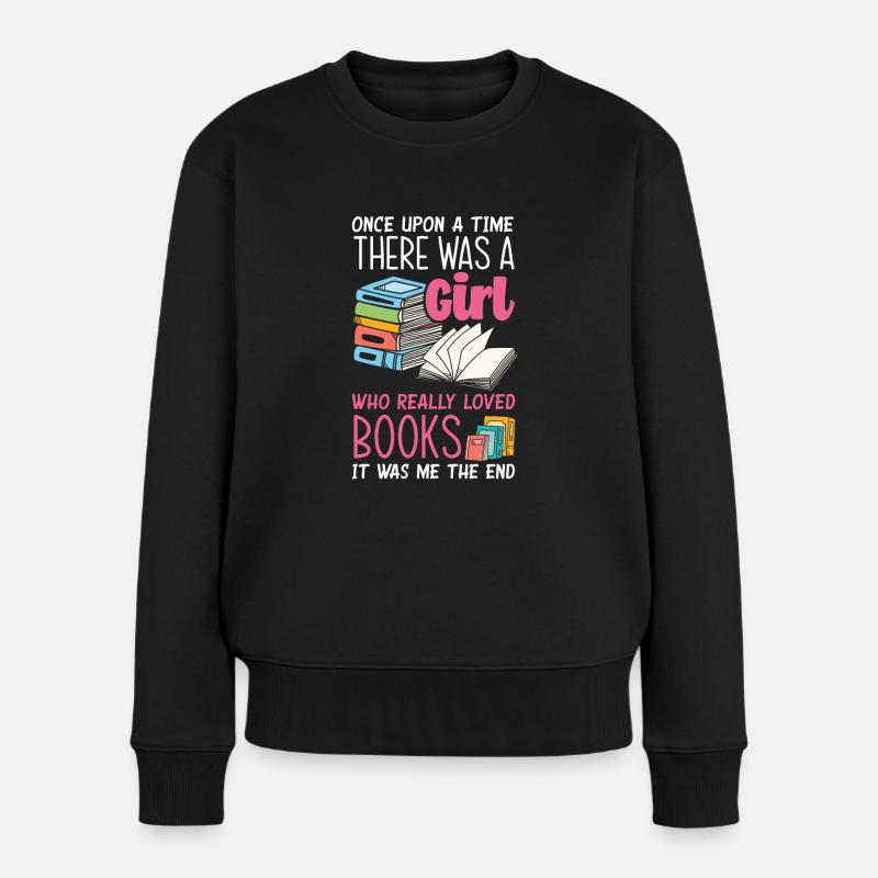 Bücherwurm Buchliebhaber Bibliothekar Geschenk - Frauen Premium Bio Pullover - Schwarz