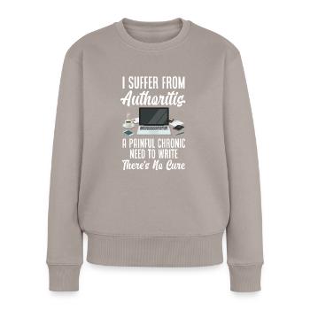 Auteur Auteur Drôle Auteur Cadeau - Pull Premium bio Femme - taupe - Devant - Julia (174cm)